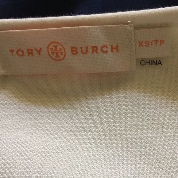 Tory Burch Navy and Ivory Colorblock A-Line Skirt - Picture 4 of 5